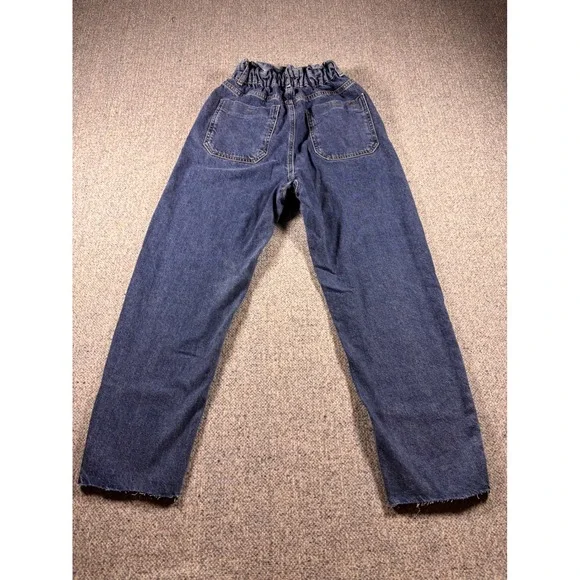 ZARA Womens Denim Jeans Paperbag Waist Cropped Raw Hem Med Wash Size 0 - Picture 5 of 9